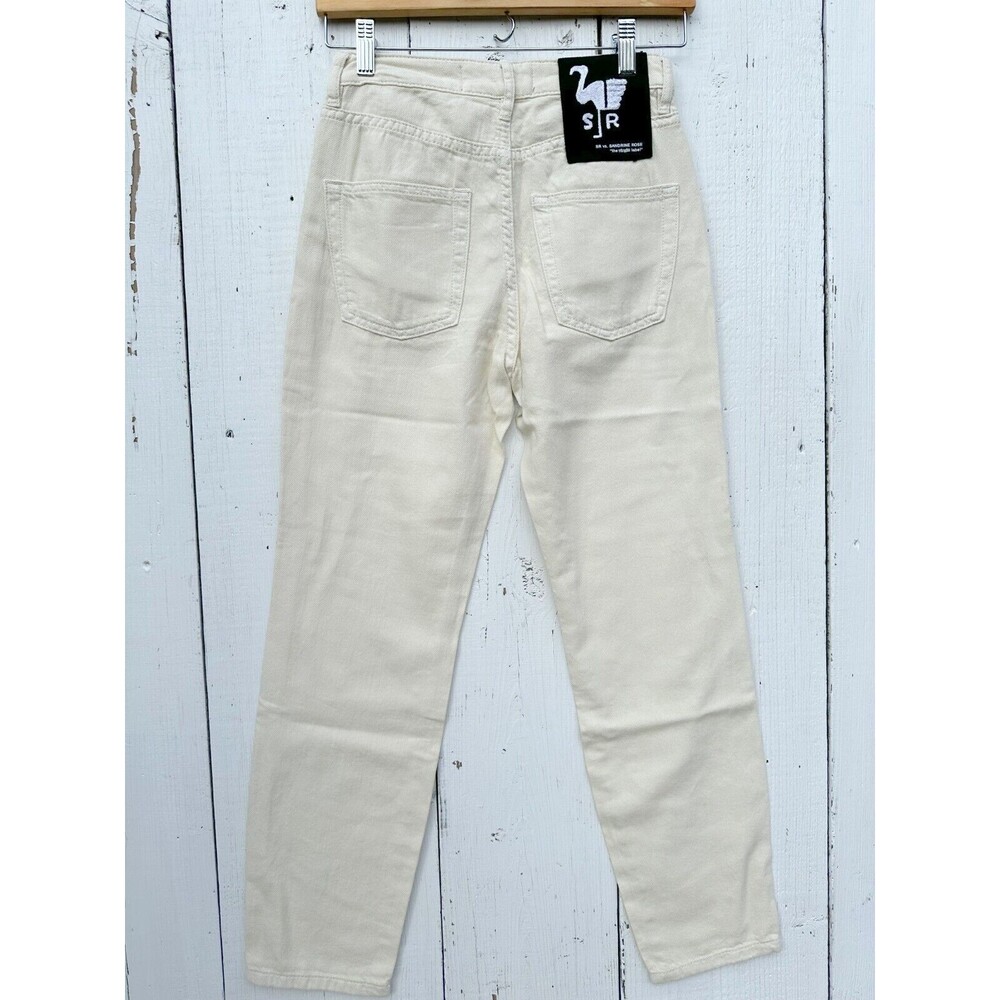 Free People x SR Sandrine Rose Cream White Straight Fit Leg Jeans Size 24 NEW - Picture 3 of 6